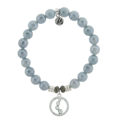 Blue Quartzite Stone Bracelet with One Step At A Time Sterling Silver Charm