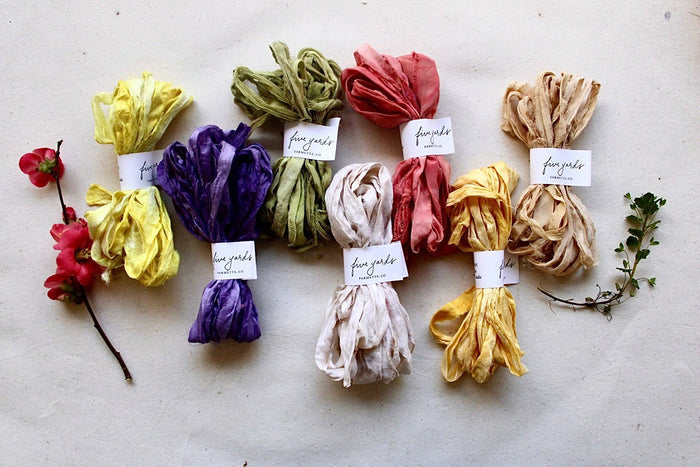 Botanically dyed silk ribbon spring 2024