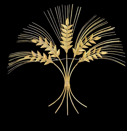 Brass Wall Art Mid Century "Wheat' Fans Bohemian