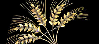 Brass Wall Art Mid Century "Wheat' Fans Bohemian