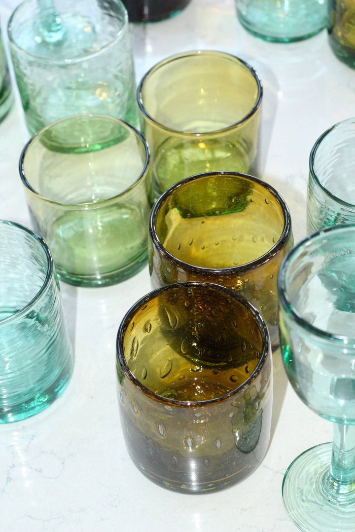 Bubble Rocks Glass - Handblown, Recycled Glass Tumbler