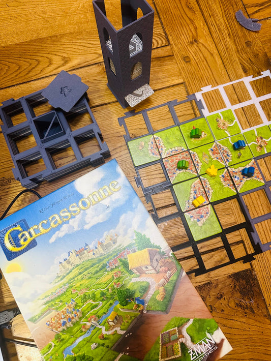 Carcassonne Tile Grid Set x20 with Tile Tower Dispenser & Grid Holder