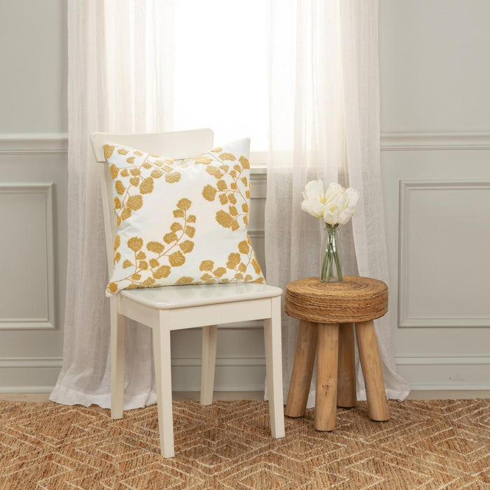 CASPERSEN GOLD BOTANICAL  MODERN FARMHOUSE THROW PILLOW