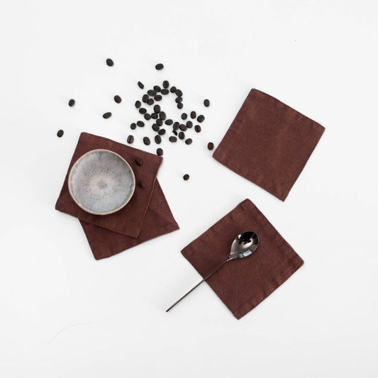 Chocolate Linen Coasters Set of 4