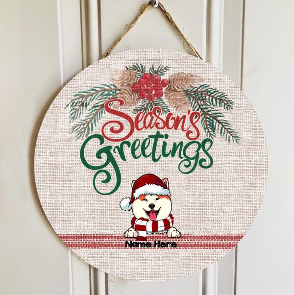 Christmas Door Decorations, Gifts For Dog Lovers, Season's Greeting Welcome Door Signs , Dog Mom Gifts