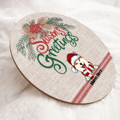 Christmas Door Decorations, Gifts For Dog Lovers, Season's Greeting Welcome Door Signs , Dog Mom Gifts