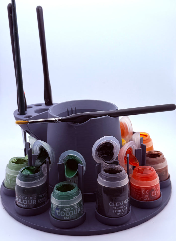 Citadel-Compatible Paint Station With Water Pot & Brush Holder