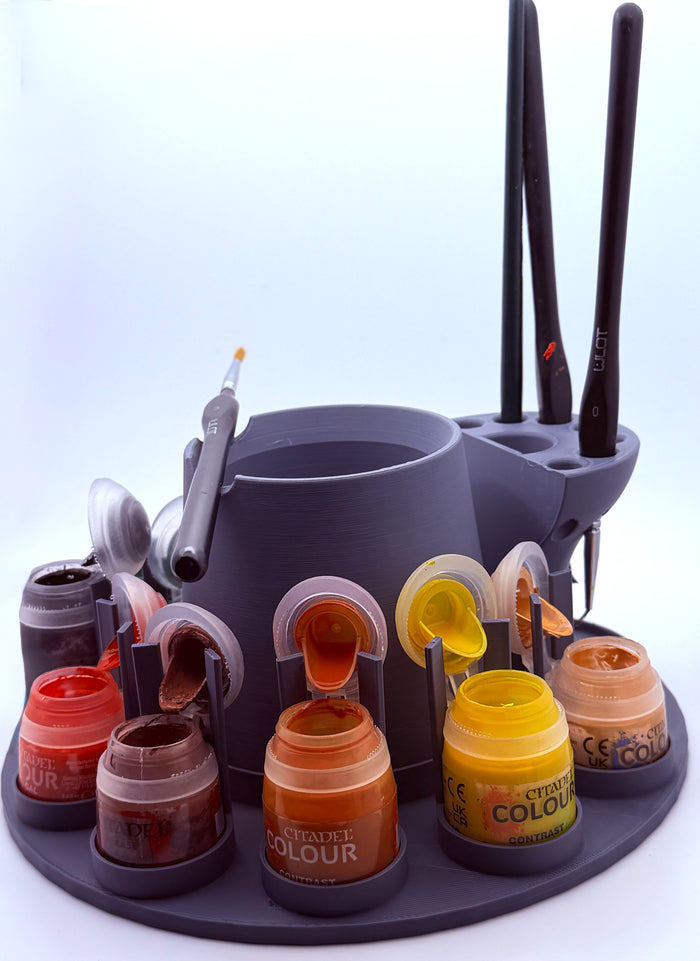 Citadel-Compatible Paint Station With Water Pot & Brush Holder