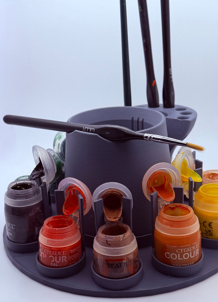 Citadel-Compatible Paint Station With Water Pot & Brush Holder