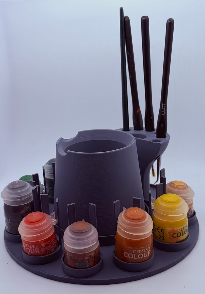 Citadel-Compatible Paint Station With Water Pot & Brush Holder