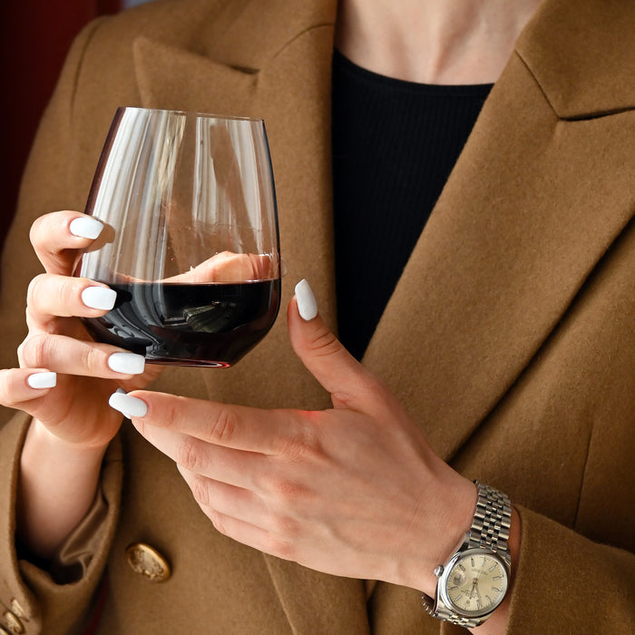 Italian Premium Stemless Wine Glasses | 23.25oz | Crescendo | Set of 4 - Luigi Bormioli USA