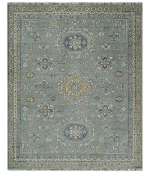 Custom Made Silver, Beige and Charcoal Traditional Hand knotted Mamluk design wool Area Rug - The Rug Decor
