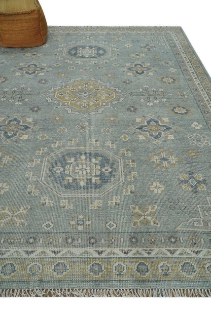 Custom Made Silver, Beige and Charcoal Traditional Hand knotted Mamluk design wool Area Rug - The Rug Decor