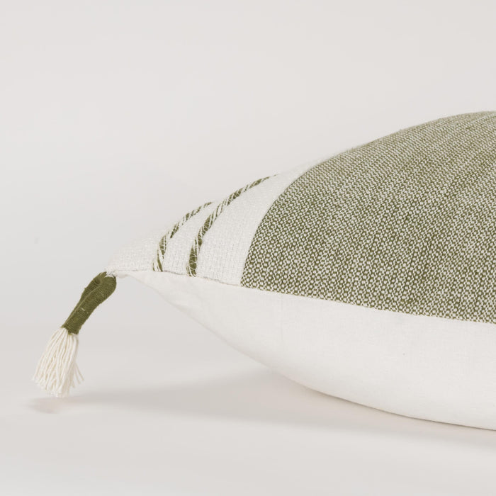 DAMSGAARD GREEN/WHITE COLOR BLOCK MODERN INDUSTRIAL THROW PILLOW