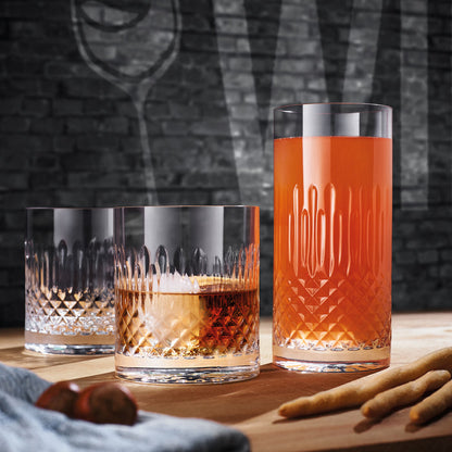 Italian Premium Whiskey Glasses | 12.75oz | Diamante | Set of 4 - Luigi Bormioli USA