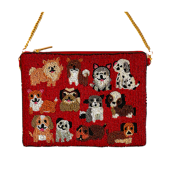 Dogs Mini Clutch Crossbody Beaded Bag Dachshund Lily Posh