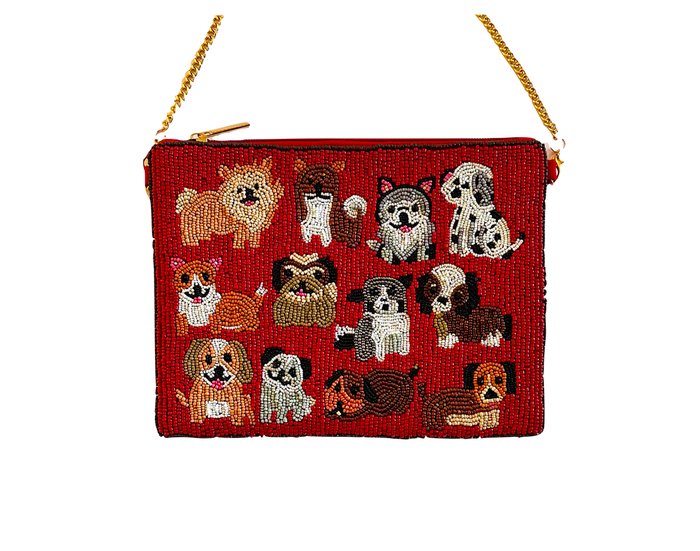 Dogs Mini Clutch Crossbody Beaded Bag Dachshund Lily Posh