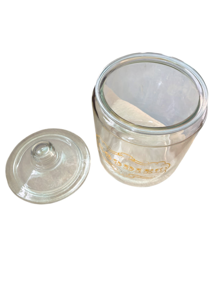 Extra Large Lidded Clear Glass Goodies Canister Cookie Jar 10.5” Tall