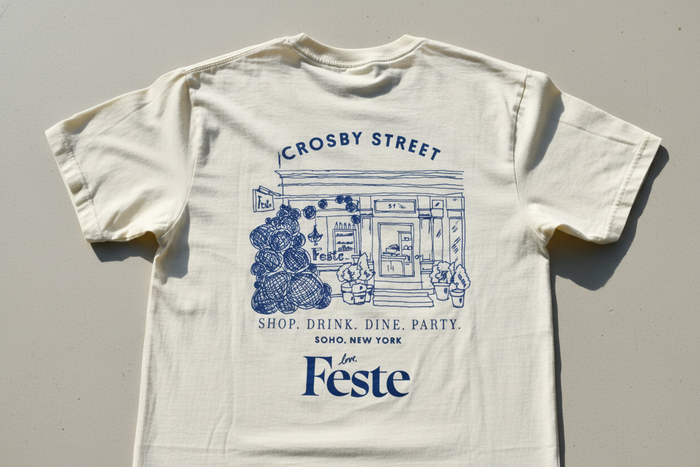 Feste Illustrated NYC Graphic Tee - back flat lay showing illustrated print