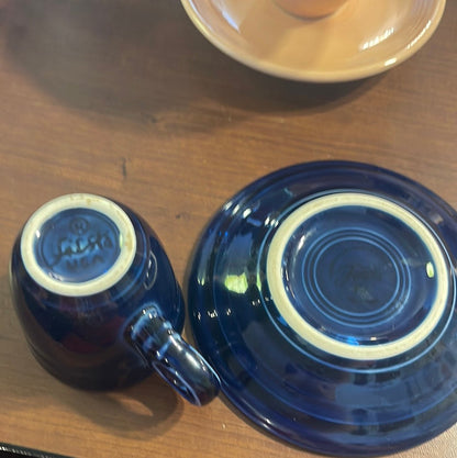 Fiesta Cobalt Ring Handle Demitasse Demi Cup and Saucer