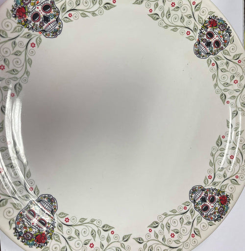 Fiesta Skull and Vine Chop Plate 12" in Sugar