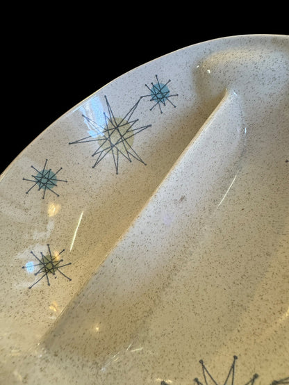 Franciscan Atomic Starburst 8" Divided Serving Bowl Mid Century Modern