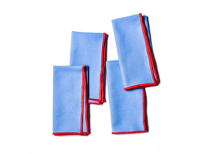 French Blue and Red Color Block Napkins Set of 4