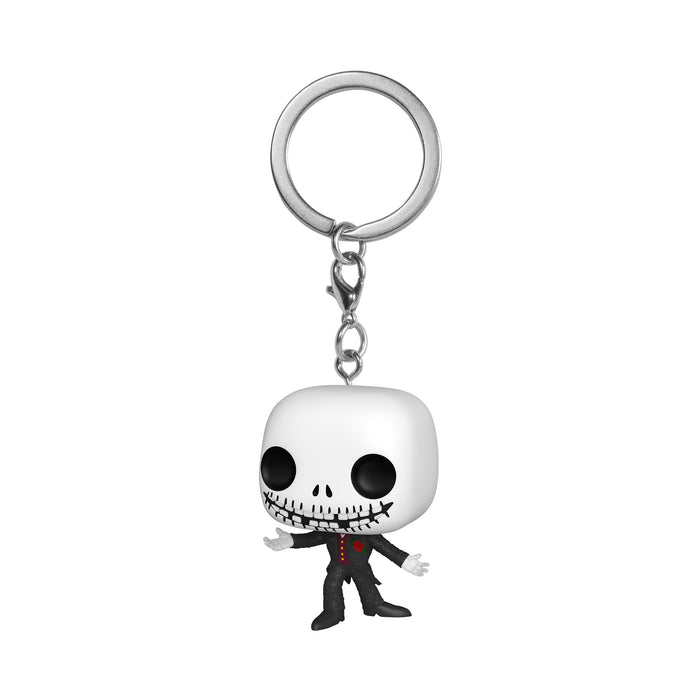 The Funko Pocket POP! Keychain: Formal Jack Skellington by Funko features a small vinyl figure of Jack in his iconic black suit—an ideal collectible for Nightmare Before Christmas fans and Tim Burton enthusiasts.