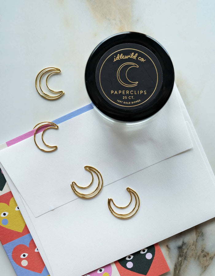 Gold Crescent Moon Paper Clips (25ct)