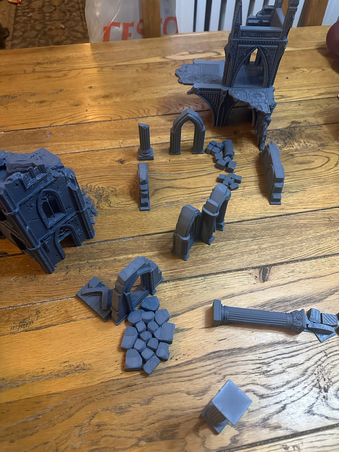 Gothic Ruined Tower Terrain – Modular Fantasy Wargaming Scenery (UK Delivery Included)