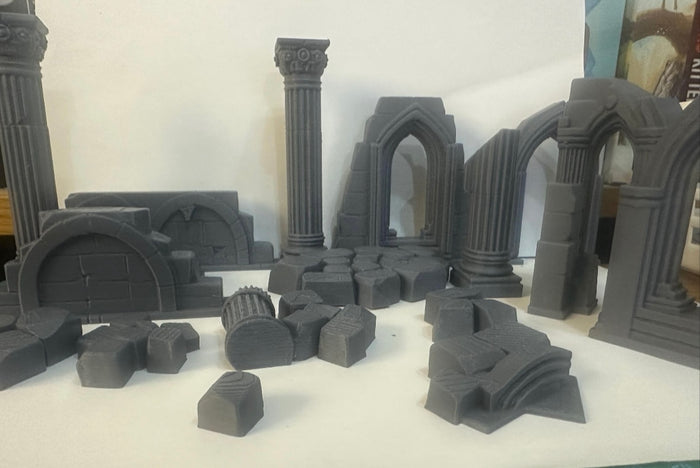 Gothic Ruins Modular Terrain Set - Unpainted Tabletop Scenery - UK delivery included.