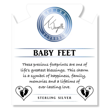 Green Angelite Bracelet with Baby Feet Sterling Silver Charm