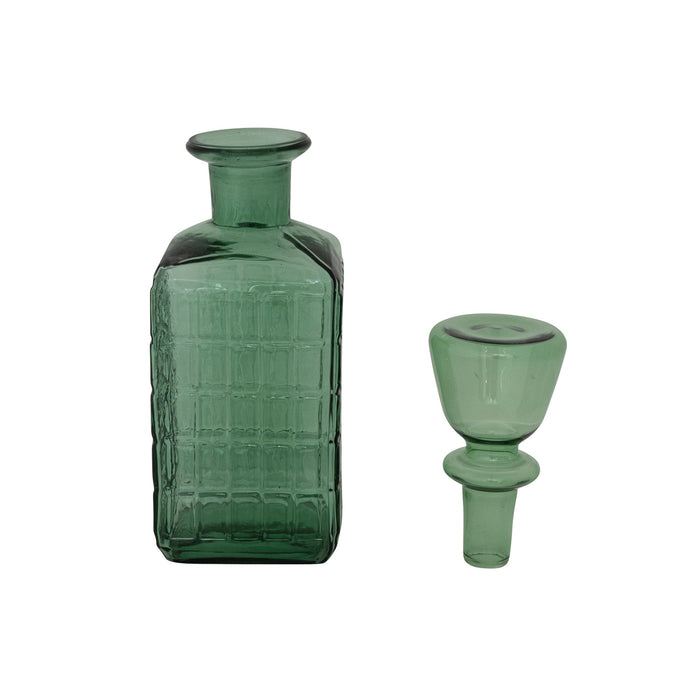 Green Grid Glass Decanter