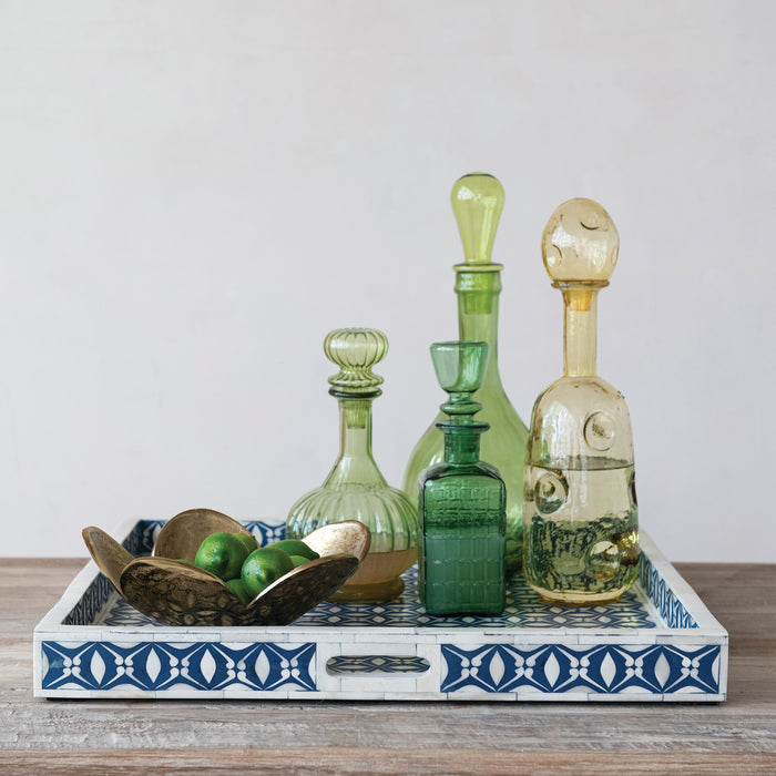 Green Grid Glass Decanter