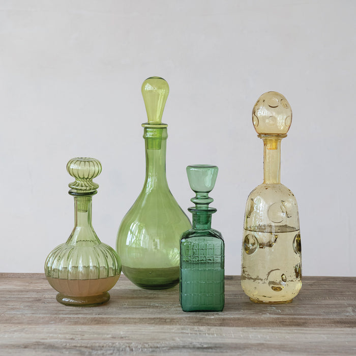 Green Grid Glass Decanter