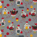 Grey Knitting Chickens Allover