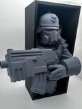 Grimdark Sci-Fi Soldier Book Nook – 3D Printed Paintable Shelf Display (uk delivery included)