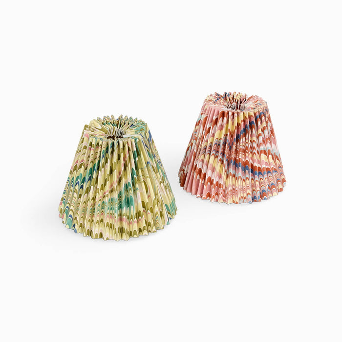 HAND MARBLED SMALL PLEATED LAMPSHADE - TWILIGHT MOUNTAIN