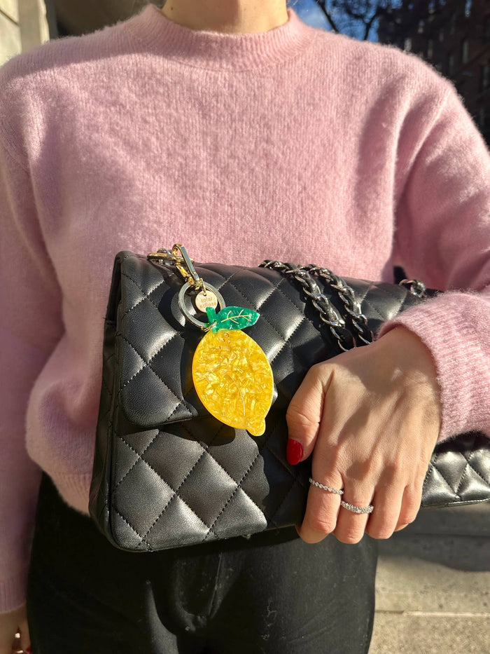 Hand-painted Lemon Bag Charm + Keychain