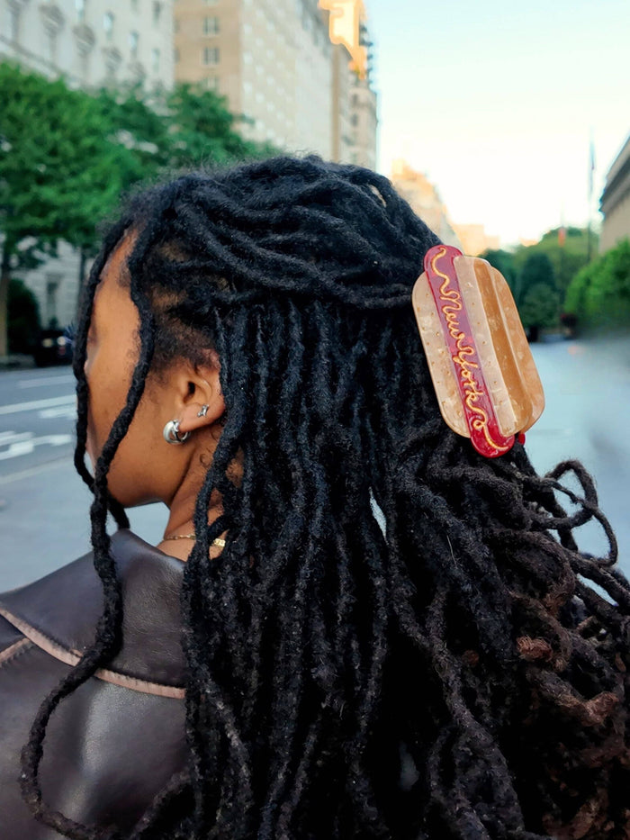 Hand-Painted New York Hot Dog Acetate Claw Hair Clip | Eco-Friendly