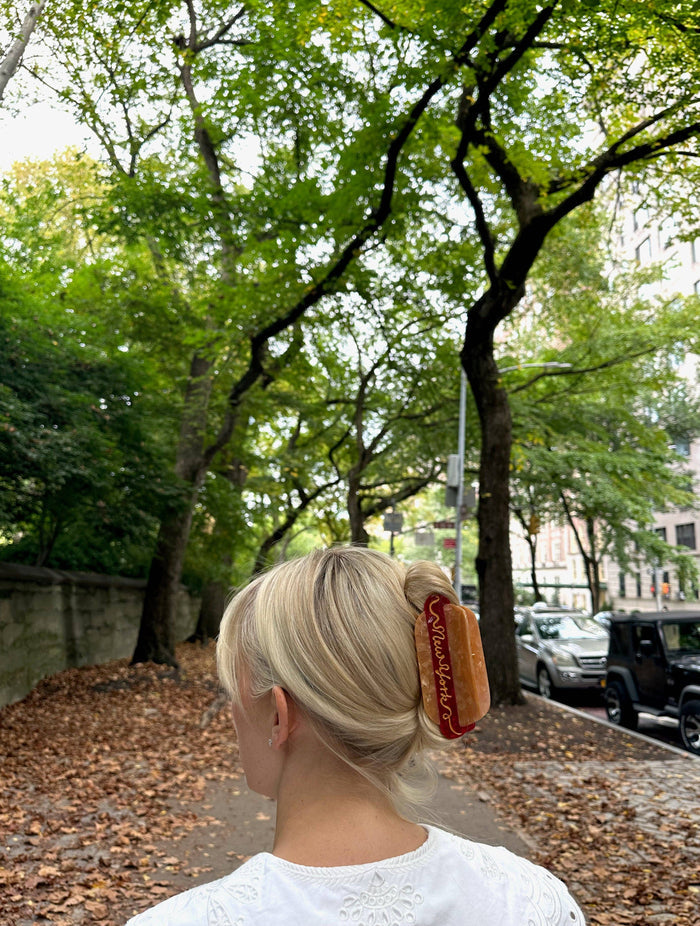 Hand-Painted New York Hot Dog Acetate Claw Hair Clip | Eco-Friendly