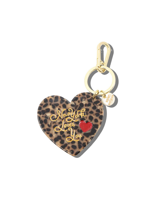 Hand-painted New York Loves You Heart Bag Charm + Keychain | Eco-Friendly