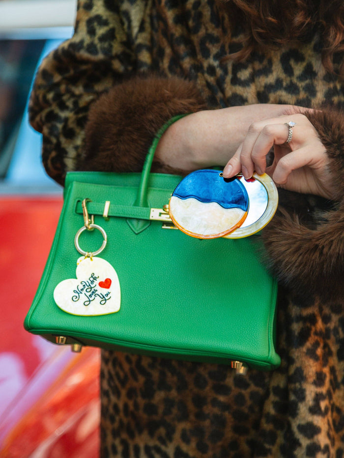 Hand-painted New York Loves You Heart Bag Charm + Keychain | Eco-Friendly