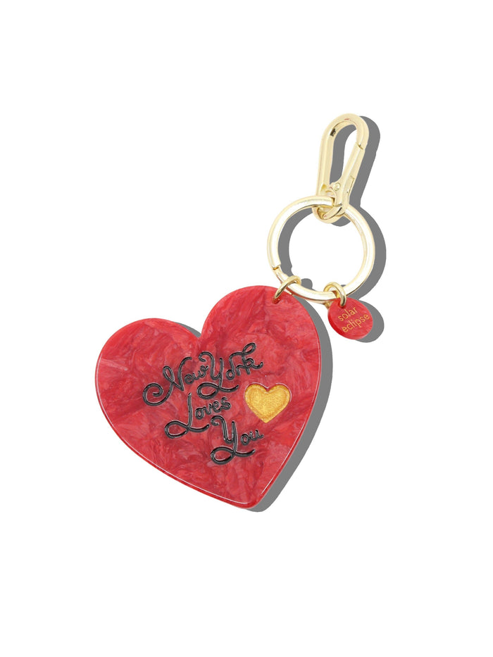 Hand-painted New York Loves You Heart Bag Charm + Keychain | Eco-Friendly
