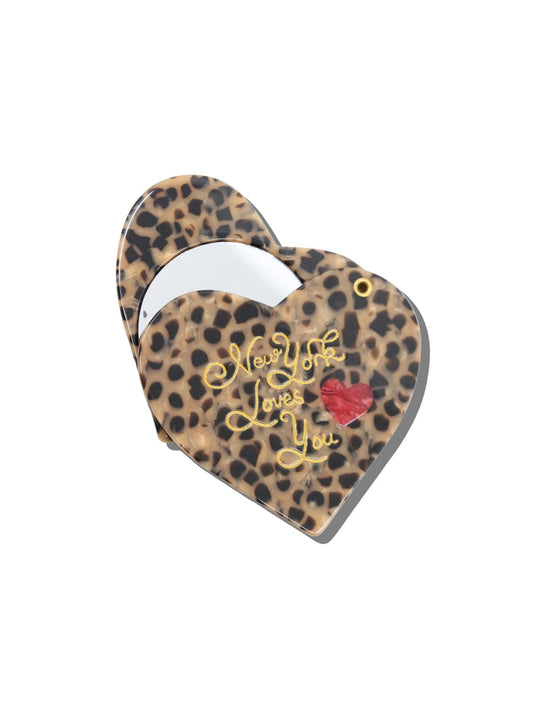 Hand-painted New York Loves You Heart Compact Mirror | Eco-Friendly