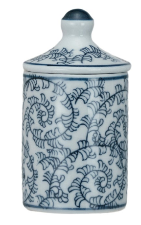Hand-Painted Stoneware Spice Jar w/ Pattern, 4 Styles (Each One Will Vary)
