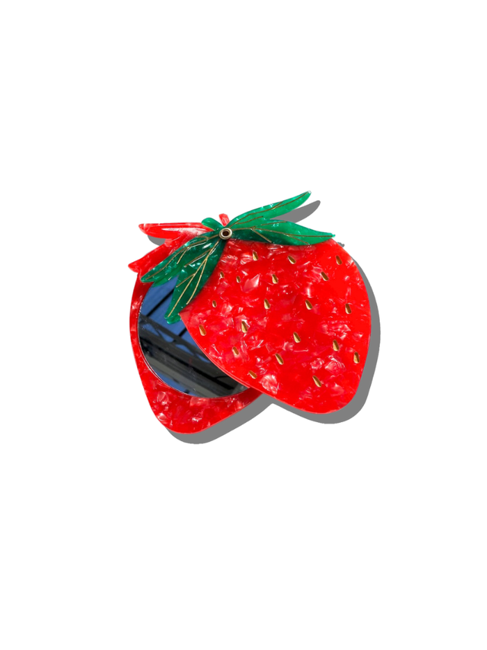 Hand-painted Strawberry Compact Mirror | Eco-Friendly