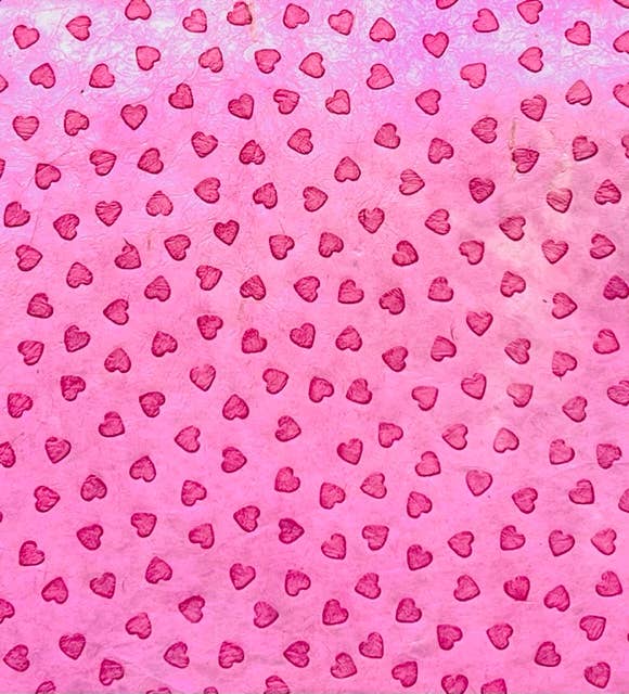 Heart Wrapping Paper Sheet, Red on Pink