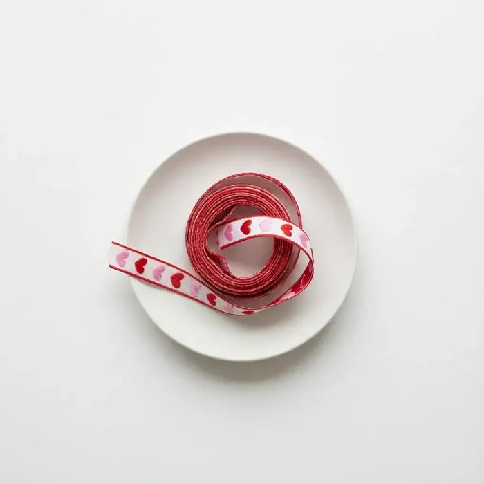 Hearts Woven Ribbon || Valentine's Day Ribbon