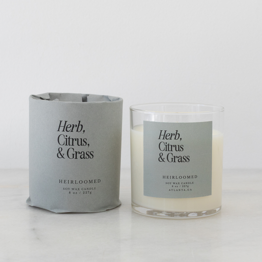 Heirloomed Candle - Herb, Citrus, Grass - 8 oz Soy Wax